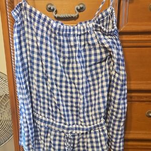 Blue and White Gingham Romper